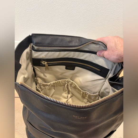 Mina Baie Harper Black Leather Backpack Travel Bag with Top Handle Los Angeles - Picture 9 of 11